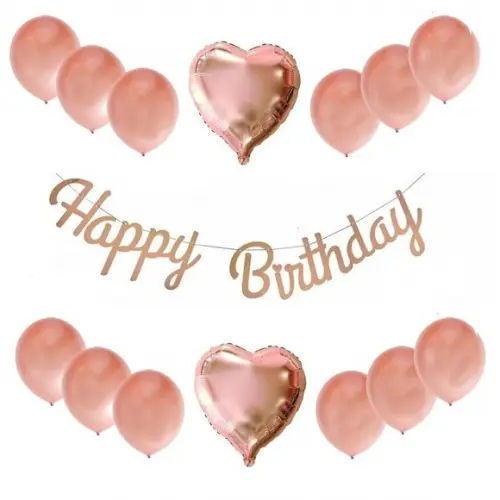 Kit Decoraçao Aniversário Rose Gold Festas Balão Bexigas