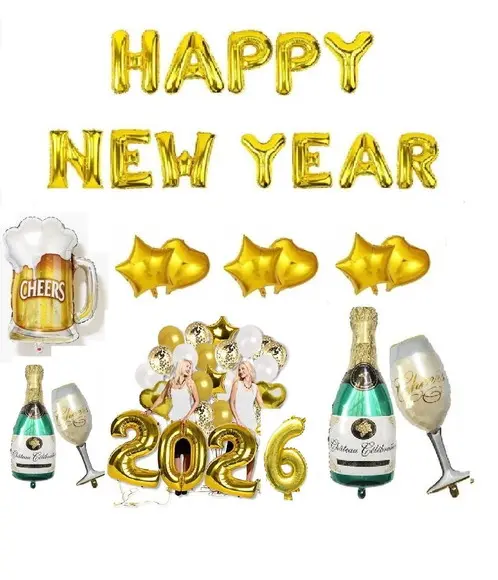Kit Decoração Ano Novo 2026 Reveillon Balões Frete Grátis