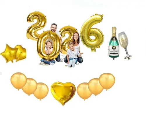 Kit Decoração Ano Novo Dourado Balões 2026 Reveillon