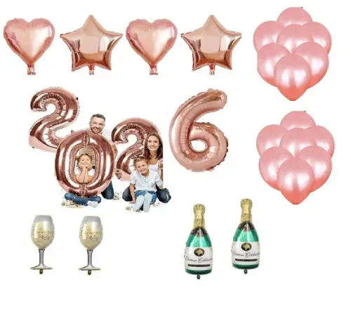 Kit Decoração Ano Novo Rosê Balões 2026 Reveillon Gigante