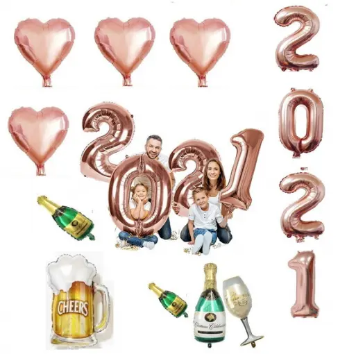 Kit Decoração ANO NOVO Rose gold 2021 Gigante Reveillon