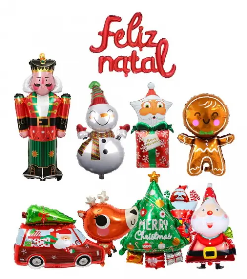 Kit Decoração de Natal Balões Enfeites Natalinos Feliz Natal