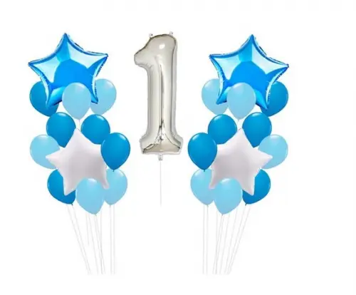 Kit Decoração Mesversário 1° Ano Balões Azul - FRETE GRÁTIS