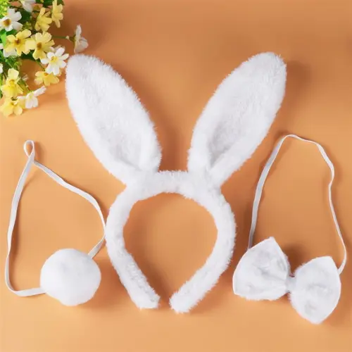 Kit Fantasia Coelho Pascoa Tiara + Rabinho +gravata Carnaval