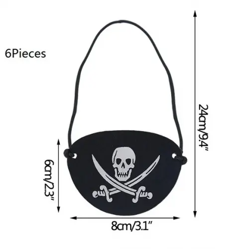 Kit Pirata Fantasia Tampa Olho, Argola e Lenço Halloween Car