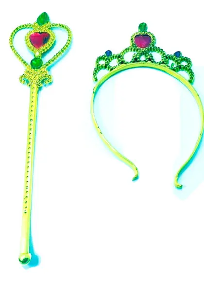 KIT PRINCESA RAINHA C/ CETRO E TIARA DOURADA