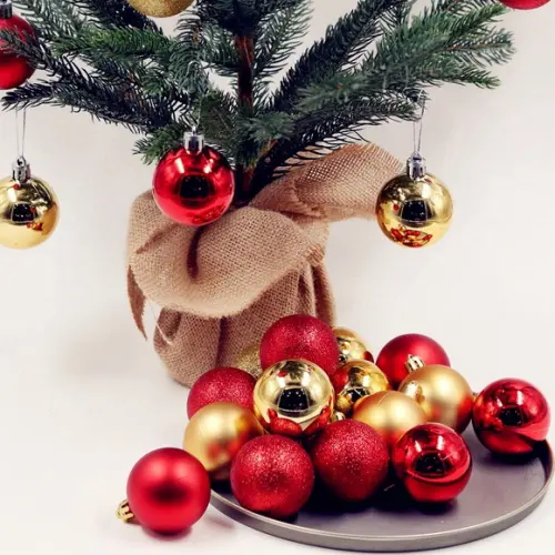 Kit Tubo Bolas de Natal 6cm com 10 Peças Vermelho
