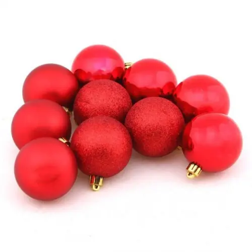 Kit Tubo Bolas de Natal 6cm com 10 Peças Vermelho