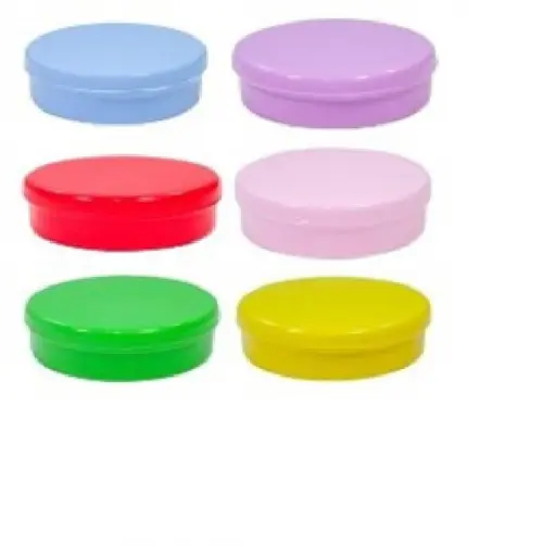 LATINHA REDONDA PLASTICO CORES C/8
