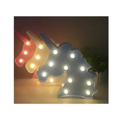 Luminária Abajur Unicórnio Decoração Led Azul ou Rosa