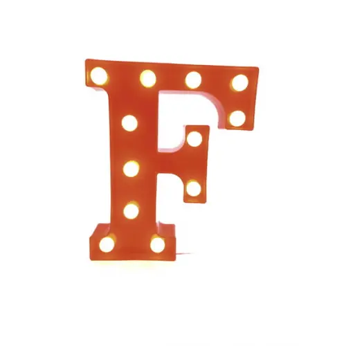 Luminária de LED Decoração Letra F Vermelha 22 cm