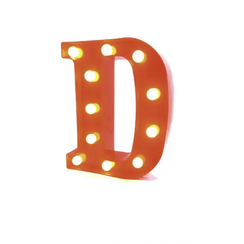 Luminária de LED Decoração Letra D Vermelha 22 cm