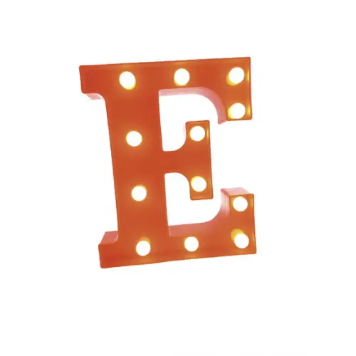 Luminária de LED Decoração Letra E Vermelha 22 cm