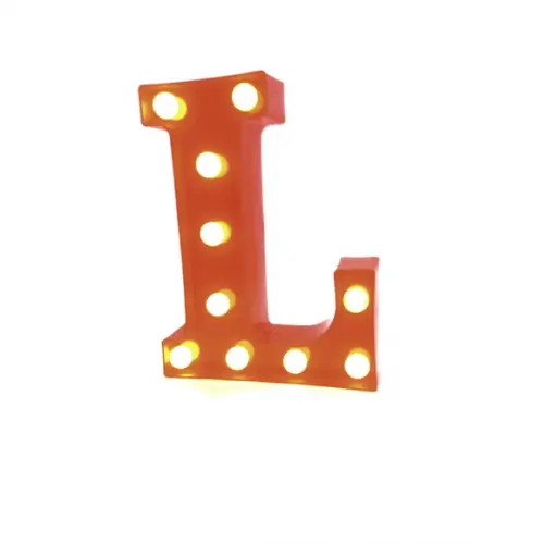 Luminaria de LED Decoração Letra L Vermelha 22 cm
