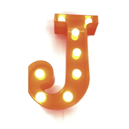 Luminária de LED Decoração Letra J Vermelha 22 cm