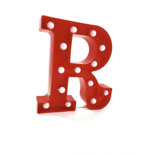 Luminaria de LED Decoração Letra R Vermelha 22 cm