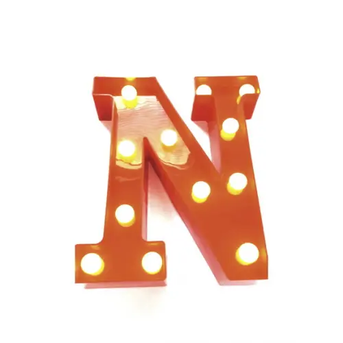 Luminaria de LED Decoração Letra N Vermelha 22 cm
