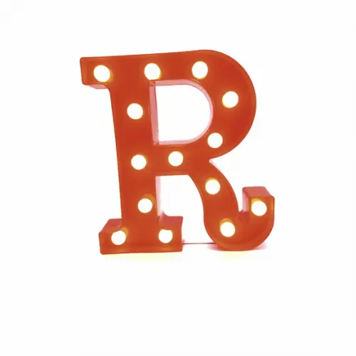 Luminaria de LED Decoração Letra R Vermelha 22 cm