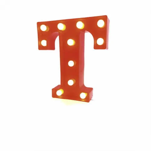 Luminaria de LED Decoração Letra T Vermelha 22 cm