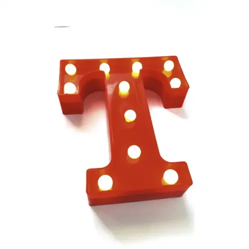 Luminaria de LED Decoração Letra T Vermelha 22 cm