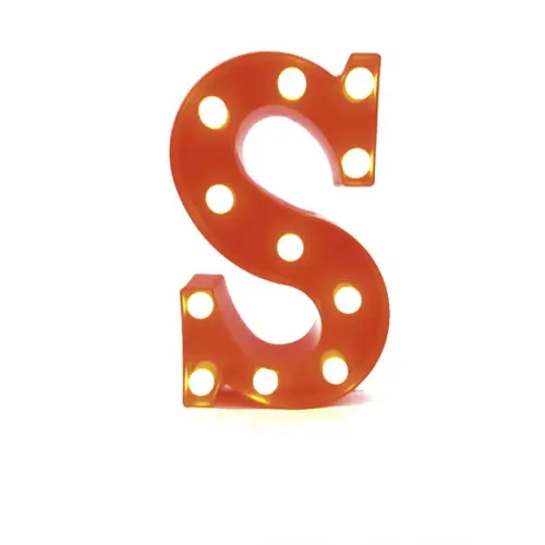 Luminaria de LED Decoração Letra S Vermelha 22 cm