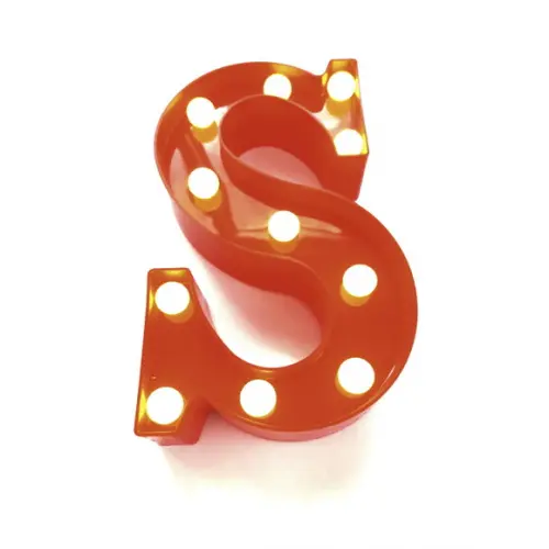 Luminaria de LED Decoração Letra S Vermelha 22 cm