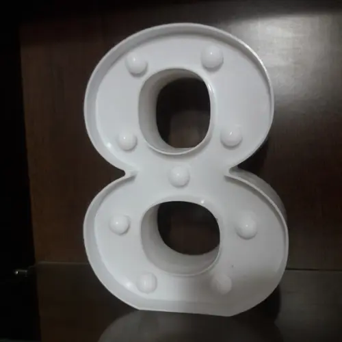Luminária de LED Decoração Número 8 Branco 22 cm