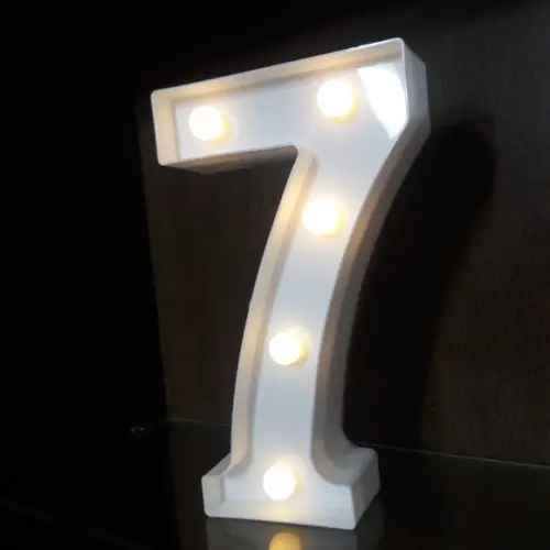 Luminária de LED Decoração Número 7 Branco 22 cm