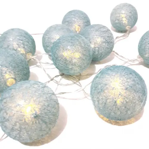 Luminária Decorativa Cordaõ de Luz 10 Bolas Azul