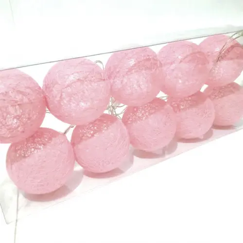 Luminária Decorativa Cordaõ de Luz 10 Bolas Natal ROSA