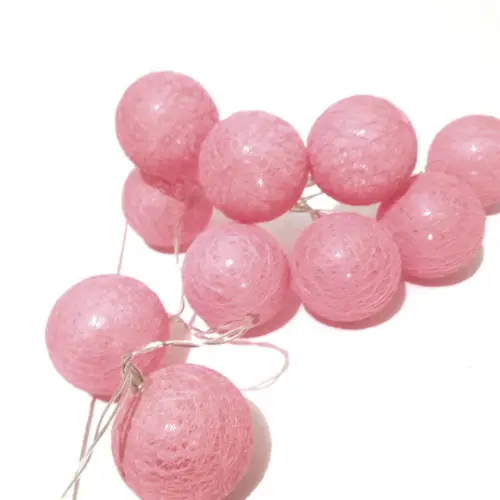 Luminária Decorativa Cordaõ de Luz 10 Bolas Natal ROSA