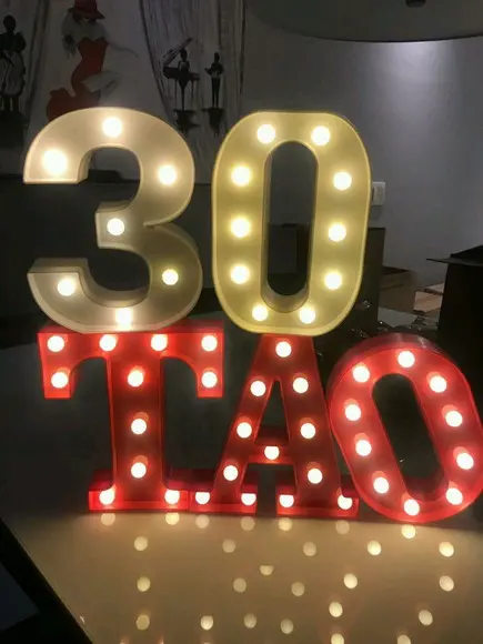 Luminária Letras de LED Vermelha Decoração 22 cm