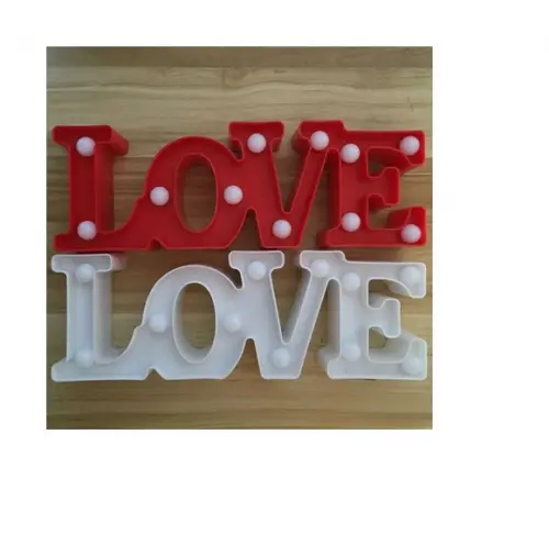 Luminária LOVE Decoração Abajur Enfeite Vermelha