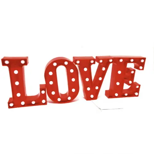 Luminária Letreiro LOVE de LED Decoração Vermelha 22 cm