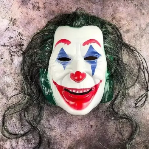 Mascara Coringa Realista C/peruca Fantasia Carnaval Hallowen