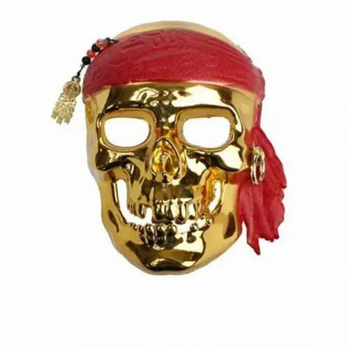 Máscara de Pirata Dourada Fantasia Hallowen Carnaval Caveira