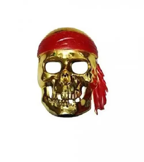 Máscara de Pirata Dourada Fantasia Hallowen Carnaval Caveira