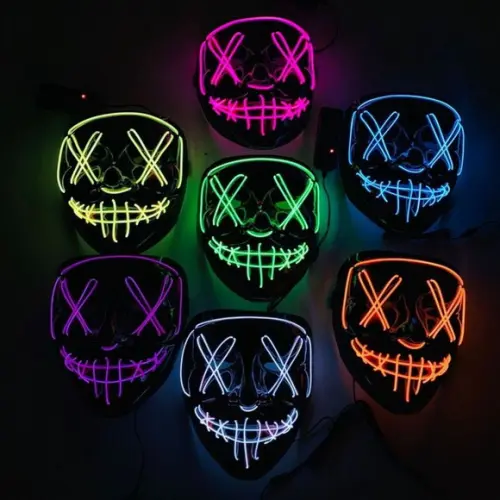 Mascara Led Neon Festas Halloween Carnaval Cosplay Fio Liga