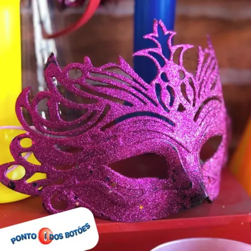 Máscara Veneziana Luxo Carnaval com Glitter Fantasia Festas