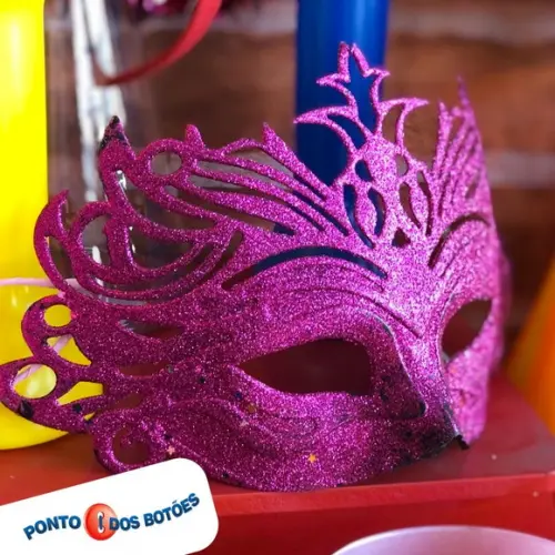 Máscara Veneziana Luxo Carnaval com Glitter Fantasia Festas
