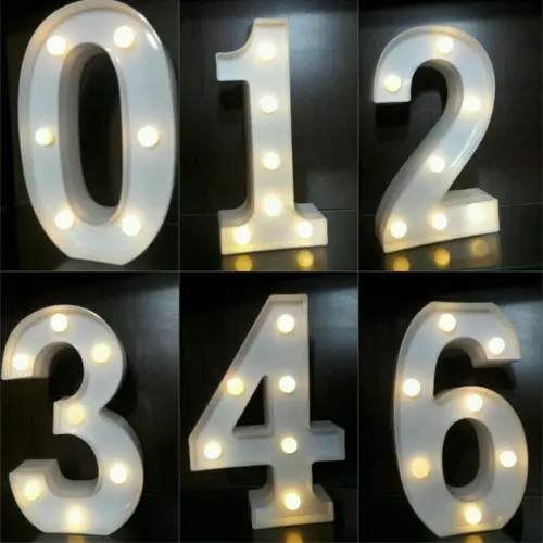 Números de Led Luminária Decoração Branco 22 cm