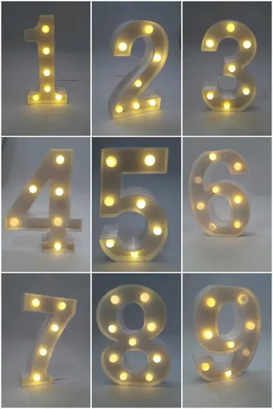Números de Led Luminária Decoração Branco 22 cm