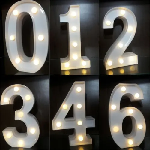 Números de Led Luminária Decoração Branco 22 cm
