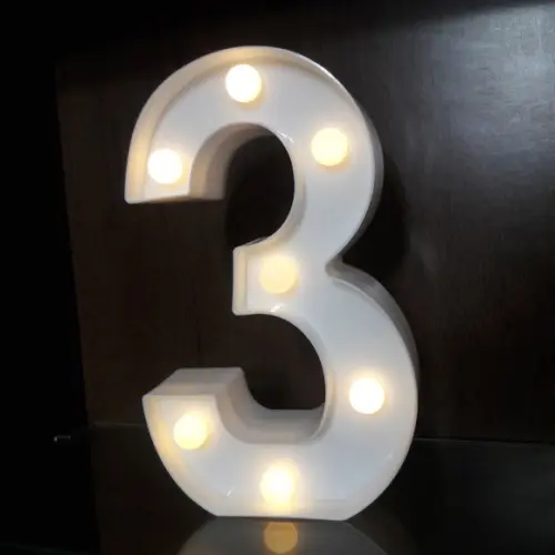 Números de Led Luminária Decoração Branco 22 cm