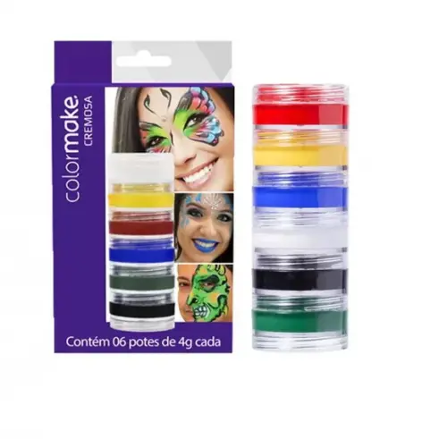 Pintura Facial Cremosa 5 Cores Cartela Carnaval Festas Make