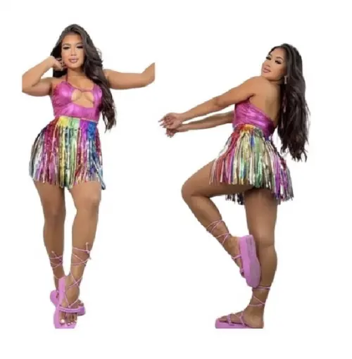 Saia Fitilho Carnaval Elástica Adulto Infanti Fantasia Festa
