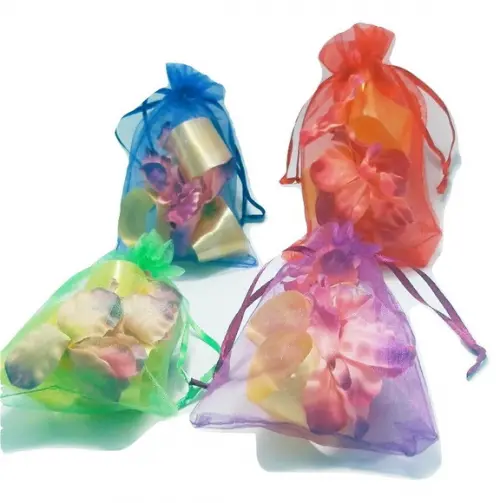 SAQUINHO DE ORGANZA AZUL 14X9 CM - 50 unidades