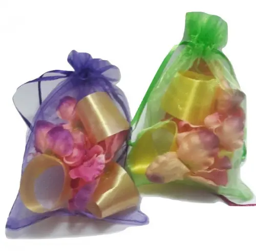 SAQUINHO DE ORGANZA VERDE 14X9 CM - 50 unidades