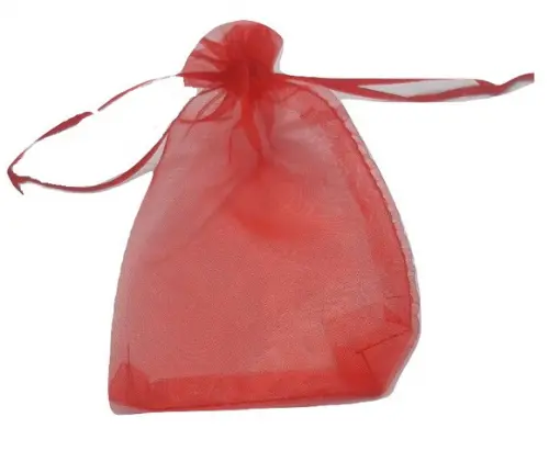 SAQUINHO DE ORGANZA VERMELHO 14X9 CM - 50 UNIDADES