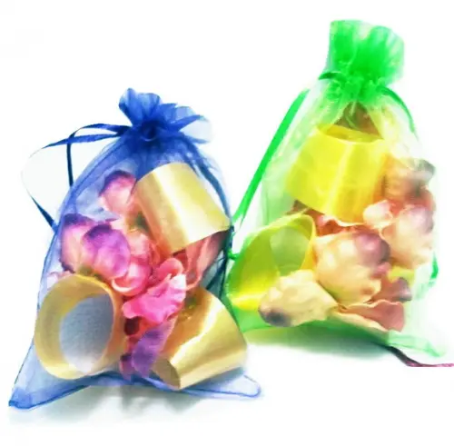 Saquinho de Organza Azul Lembrancinha 14X9cm 50 unidades